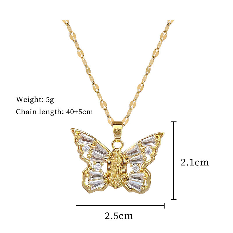 Portrait Butterfly Zircon Necklace